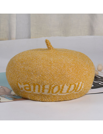 Fashion Mango Yellow Letter Wool Contrast Beret
