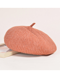 Fashion Caramel Knitted Wool Solid Color Octagonal Beret