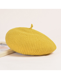Fashion Turmeric Knitted Wool Solid Color Octagonal Beret