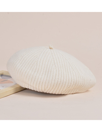 Fashion Beige Knitted Wool Solid Color Octagonal Beret