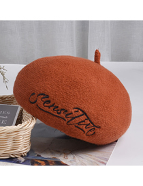 Fashion Caramel Colour Wool Solid Color Embroidered Letter Beret