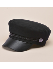 Fashion Black Five-pointed Star Navy Hat With Braided Metal Buckle