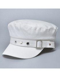 Fashion White Metal Five-pointed Star Solid Color Stitching Navy Hat
