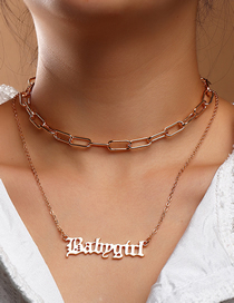 Fashion Gold Color Double Letter Alloy Multilayer Necklace