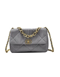 Fashion Gray Chain Lock Diamond Shoulder Messenger Bag