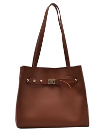 Fashion Brown Large-capacity Belt Buckle Solid Color Mother-and-child Shoulder Bag
