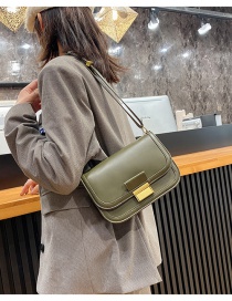 Fashion Green Flap Lock Solid Color Crossbody Shoulder Bag
