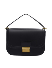Fashion Black Flap Lock Solid Color Crossbody Shoulder Bag