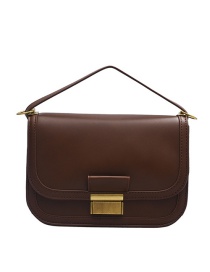 Fashion Brown Flap Lock Solid Color Crossbody Shoulder Bag