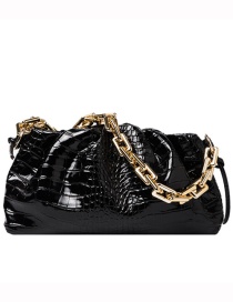 Fashion Black Crocodile Pattern Chain Shoulder Crossbody Bag