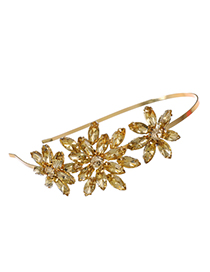 Fashion Champagne Alloy Diamond Flower Headband