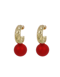 Fashion Red Alloy Pearl Geometric Stud Earrings