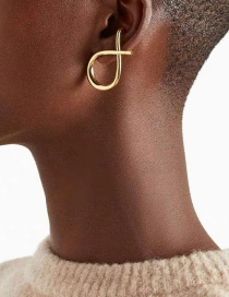 Fashion Single Gold Metal Cross Knot Irregular Earrings