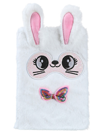 Fashion White Bowtie Bunny Plush Childrens Notebook