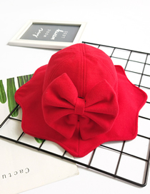 Fashion Big Red Childrens Fisherman Hat With Bow Lace