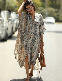 Fashion (snakeskin Robe) Loose Large Size Striped Polka Dot Leopard Print Cardigan Sun Protection