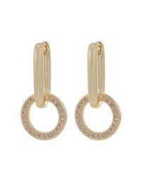 Fashion Gold Color Copper Inlaid Zircon Round Earrings