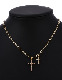 Fashion Gold Color Copper Inlaid Zircon Cross Necklace