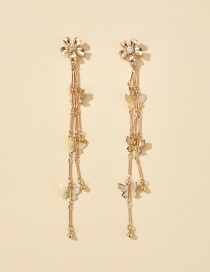 Fashion Golden Flower Tassel Butterfly Alloy Earrings