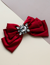 Fashion Red Fabric Diamond Drop Bow Tie Brooch