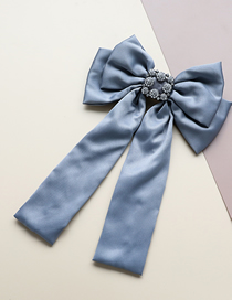 Fashion Gray Fabric Bow Tie Brooch With Diamonds