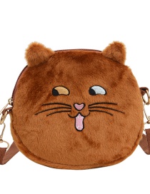 Fashion Light Brown Kitten Plush Childrens Messenger Shoulder Bag