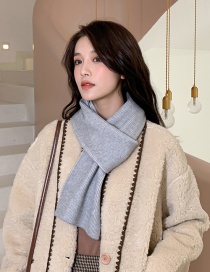 Fashion Double-sided Two-color Light Gray Double-sided Contrast Wool Knitted Scarf