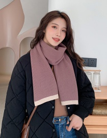 Fashion Peel Foundation Beige Edge Two-tone Stitching Contrast Wool Knitted Scarf