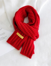 Fashion Red Solid Color Lettermark Thick Warm Knitted Scarf