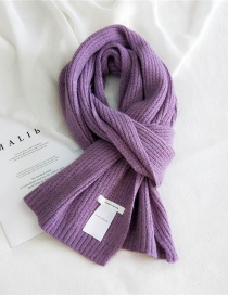 Fashion Purple Letter Logo Thick Knitted Solid Color Scarf