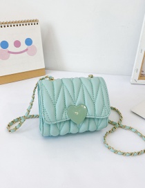 Fashion Blue Childrens One-shoulder Messenger Bag With Embroidery Thread Love Chain