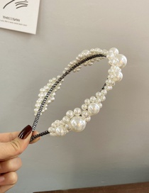 Fashion Size Pearl Headband Pearl Beaded Winding Alloy Thin Side Geometric Headband