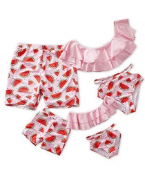 Fashion Watermelon For Boys And Children Ruffle Print Parent-child Swimsuit Suit