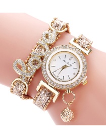 Fashion Gold Color Rhinestone Letter Circle Alloy Bracelet Watch