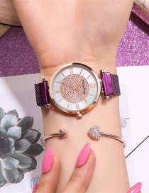 Fashion Purple Roman Scale Gypsophila Magnet Quartz Watch