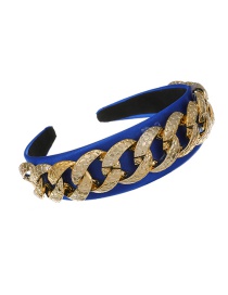 Fashion Royal Blue Irregular Headband With Fabric Alloy Chain