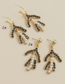Fashion 2# Alloy Diamond Leaf Earrings