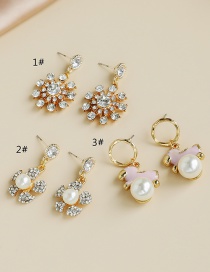 Fashion 1# Alloy Diamond Pearl Geometric Stud Earrings