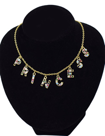 Fashion Princess Letter Diamond Pendant Steel Titanium Necklace