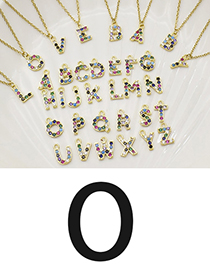 Fashion O Gold Color Letter Necklace With Diamond Pendant Stainless Steel