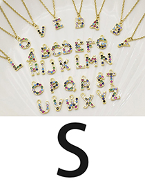 Fashion S Gold Color Letter Necklace With Diamond Pendant Stainless Steel