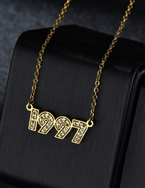 Fashion Diamond Gold 1997 Stainless Steel Necklace With Diamond Year Number Pendant