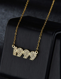Fashion Diamond Gold 1999 Stainless Steel Necklace With Diamond Year Number Pendant