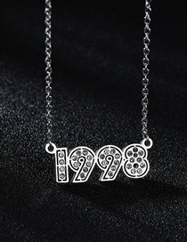 Fashion Diamond-studded Steel Color 1998 Stainless Steel Necklace With Diamond Year Number Pendant