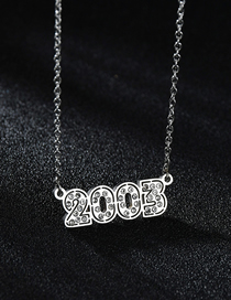 Fashion Diamond-studded Steel Color 2003 Stainless Steel Necklace With Diamond Year Number Pendant