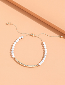 Fashion White Pine Natural Stone Beads Straight Drawstring Bracelet