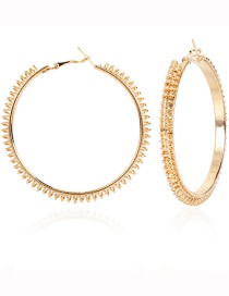 Fashion Gold 6.5cm Alloy Hollow Spring Round Earrings