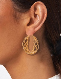 Fashion Gold Color Hoop Woven Cross Multi-layer Earrings