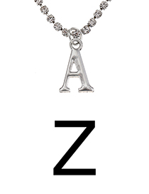 Fashion Z Alloy Diamond Silver Letter Necklace