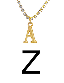 Fashion Z Alloy Diamond And Gold Letter Necklace